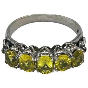 2.25ctw Natural Yellow Sapphire Openwork Filigree Ring 18k White Gold Size 7.5